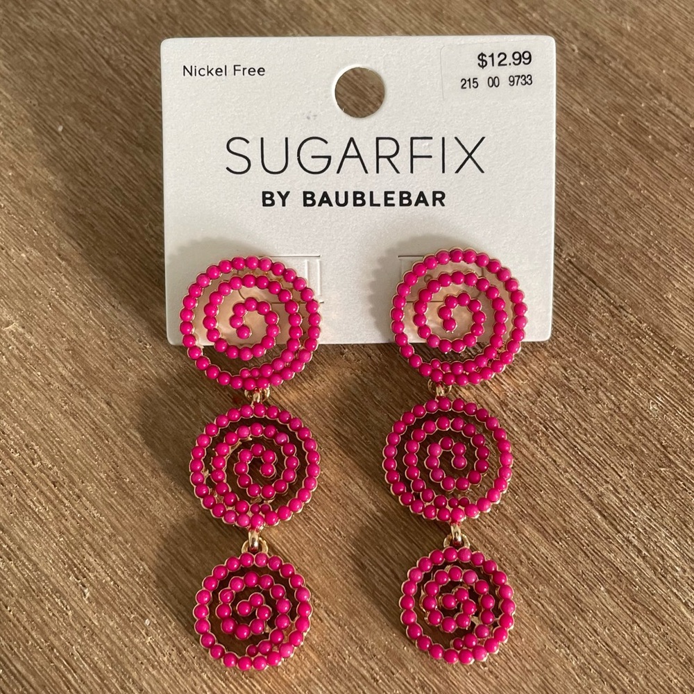 NWT BaubleBar statement earring set pink